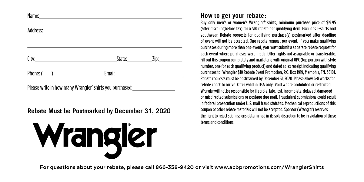 Wrangler Rebate Form